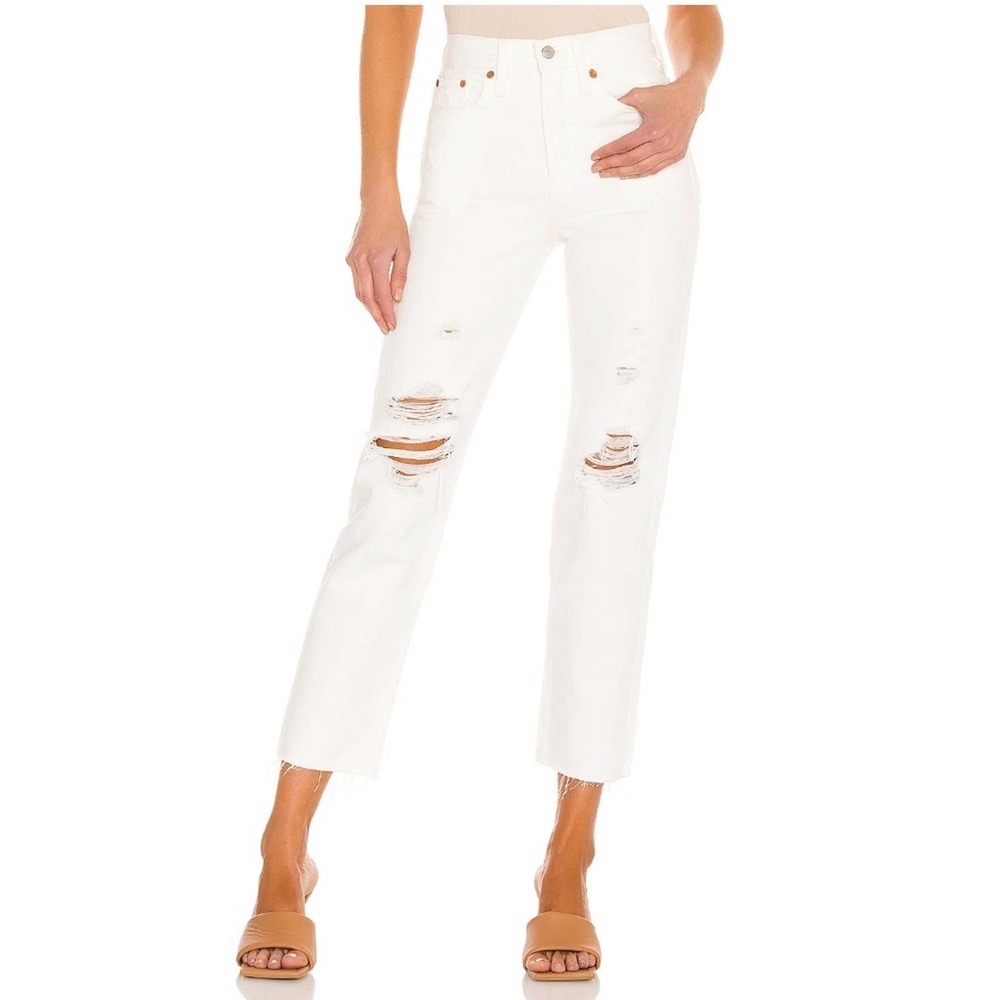 Levis Wedgie Straight Distressed White Premium Jeans